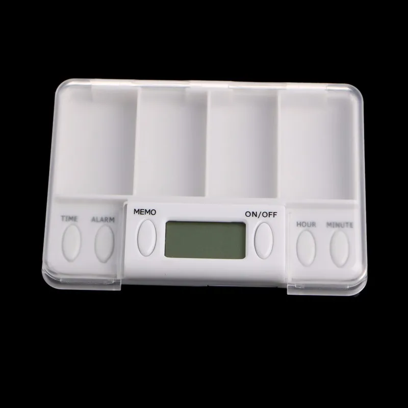 

Pills Reminder Medicine Alarm Timer Electronic Box Case Organizer 4 Grid