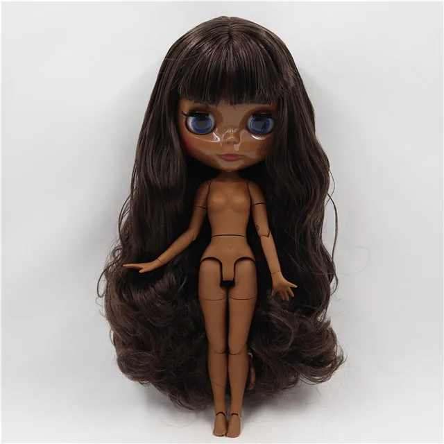Ледяная фабрика blyth кукла 1/6 bjd черный микс каштановые волосы соединение тела 30 см кукла на заказ DIY BL950/0222 - Цвет: super black skin