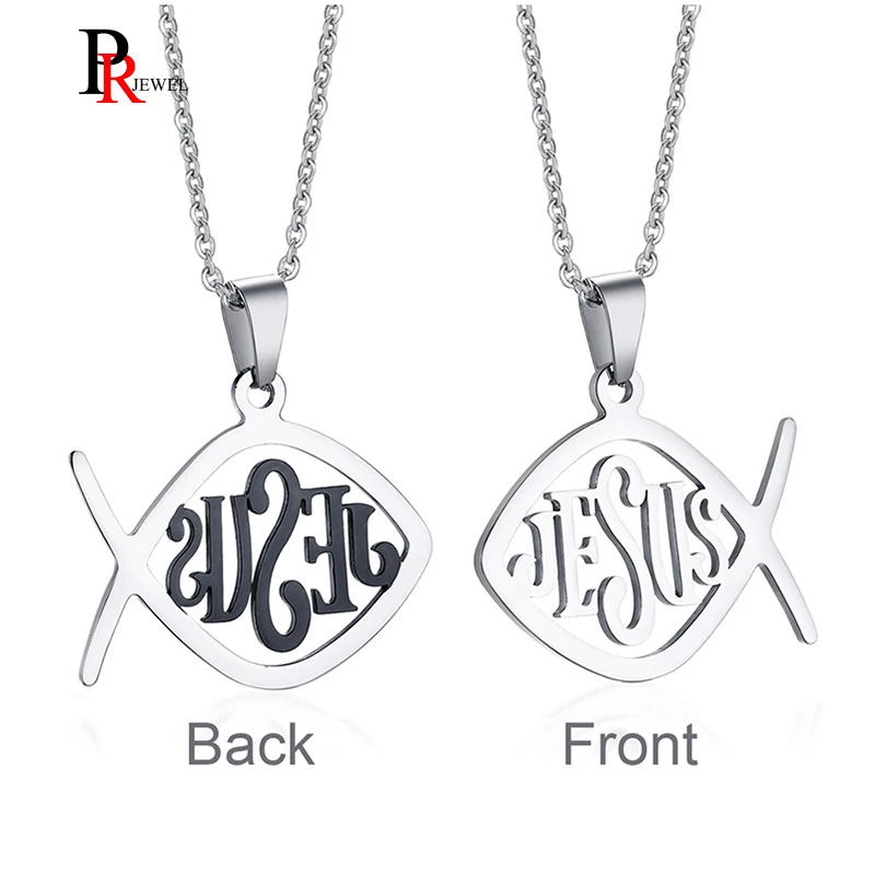 Мужская Христианская Рыба ожерелье Религиозные ювелирные изделия нержавеющая