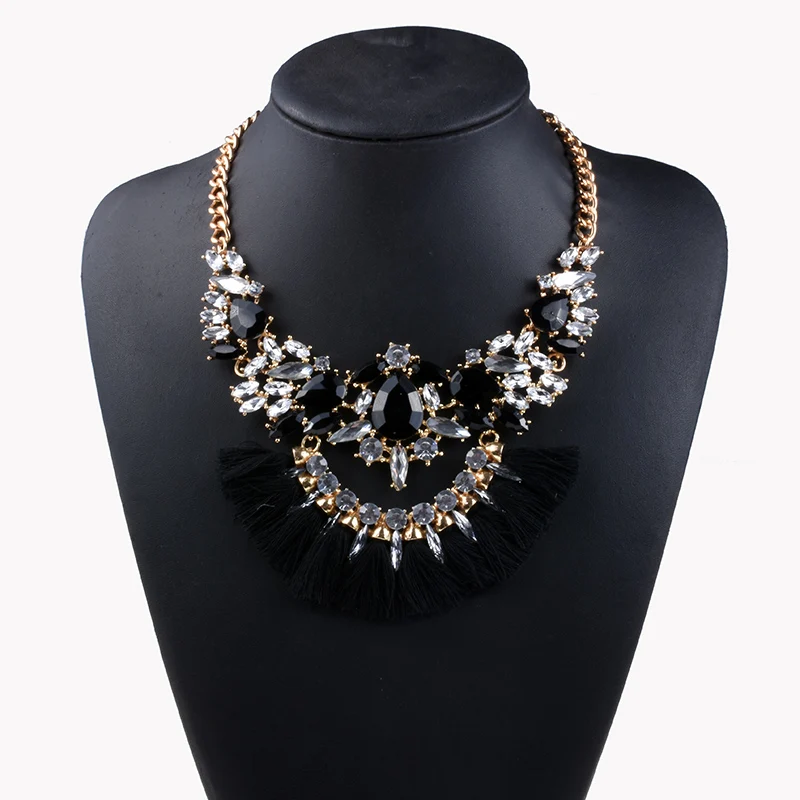 Женское Ожерелье чокер с кисточками крупное колье бахромой в стиле бохо ручная