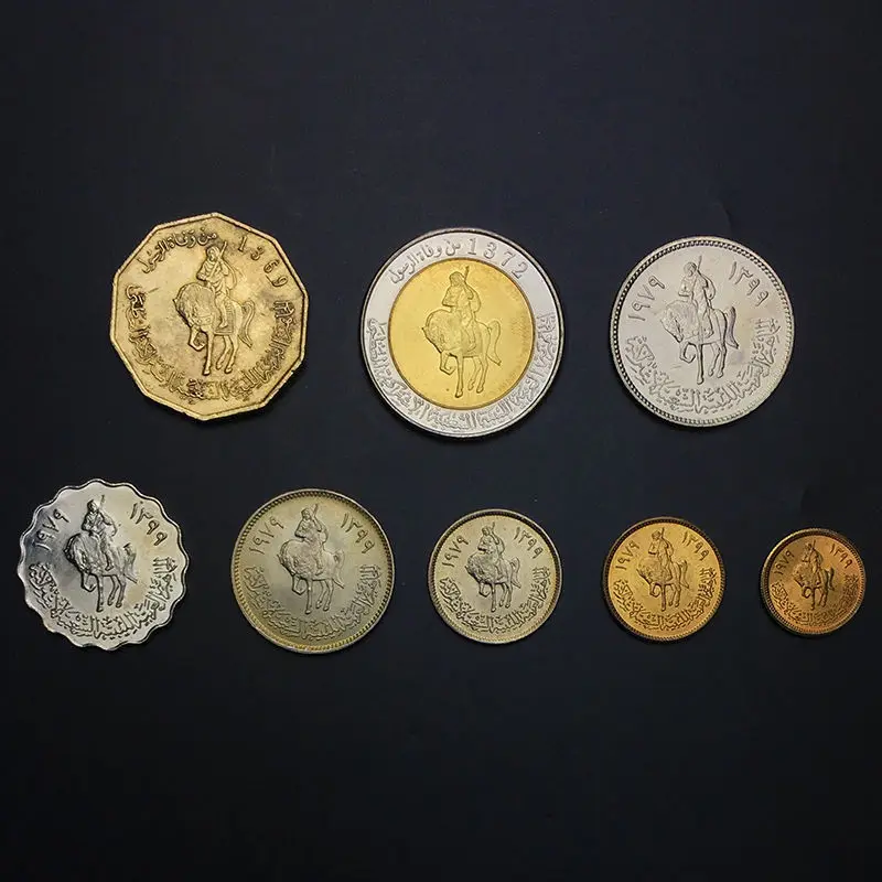 L 2] Ливии 8 монет 1 5 10 20 50 + 100 дирхам 1/4 1/2 динара AUNC UNC Африка оригинальными монеты