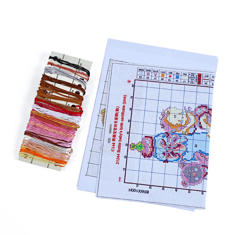 Бутылка для детского сертификата о рождении (розовый) DMC вышивка крестиком Набор