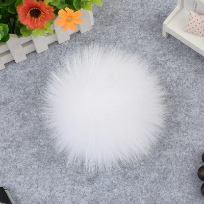 white 13cm 13 см,, помпон из натурального меха енота, помпоны для шапок, зимние шапочки, натуральный мех для детей, женщин, аксессуары для рукоделия с кнопками - Цвет: white 13cm