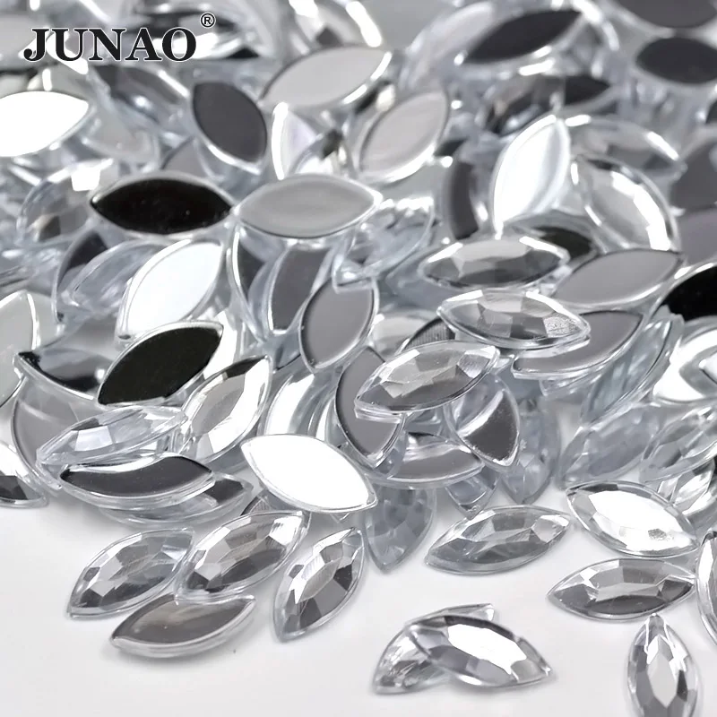 JUNAO 5x10 мм 7x15 кристалл AB Стразы лошадиный глаз плоские с оборота камни без горячей