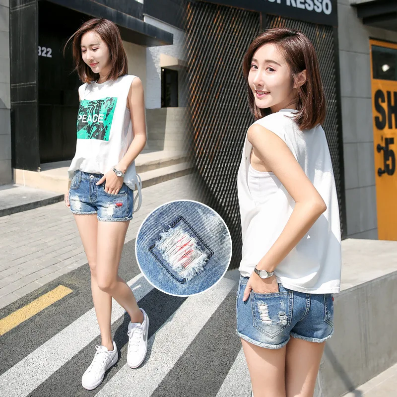 Новые летние Большие размеры женские джинсовые шорты с дырками &quotкошачий