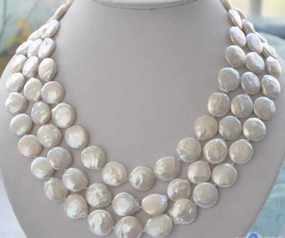 

Charming 12-13mm white coin freshwater pearl necklace 48"
