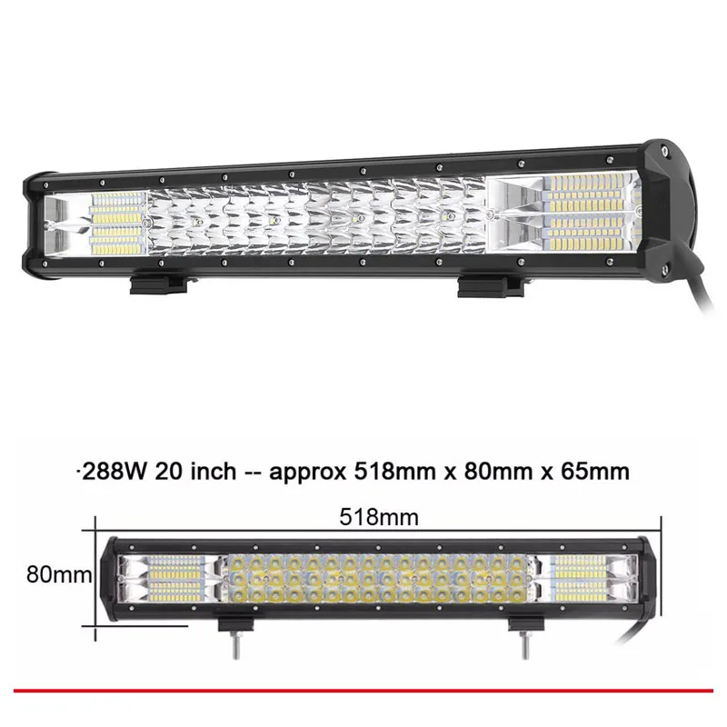AICARKAS 12V 24V 6000K Светодиодные Фары для Авто Фары 24в грузовик Авто 4х4 Лада нива 4x4 Нива 4x4 Светодиодная Балка Фара Светодиодная для Внедорожника Высокомощность Дневнве Ходовые Огни Противотуманные Фары - Цвет: 20 inch 288W