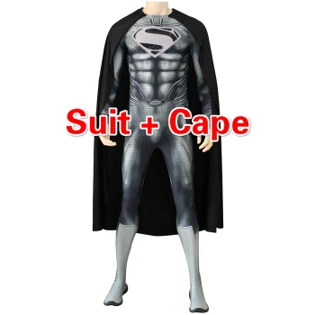 suit with cape Высокое качество человек Сталь костюм супермена с черной накидкой; костюм "Супермен" Постер "Супергерои" для взрослых, косплей на Хэллоуин костюм - Цвет: suit with cape