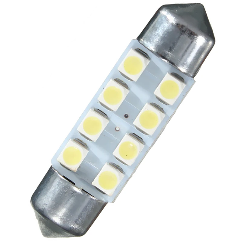 30X гирлянда 8 SMD светодиодный 31 мм 36 мм/39 мм/41 мм белый 3528 1210 8SMD 8 светодиодный автомобильный светильник для чтения карты Дверные огни светильник с полукруглой головкой светодиодные лампы 12V