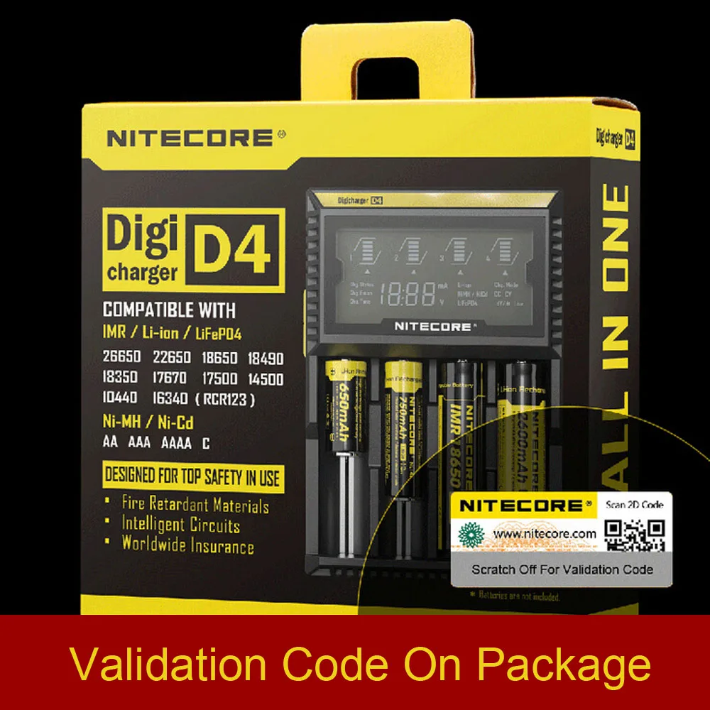 Цифровое Зарядное устройство Nitecore D4 с ЖК-дисплеем интеллектуальная электронная