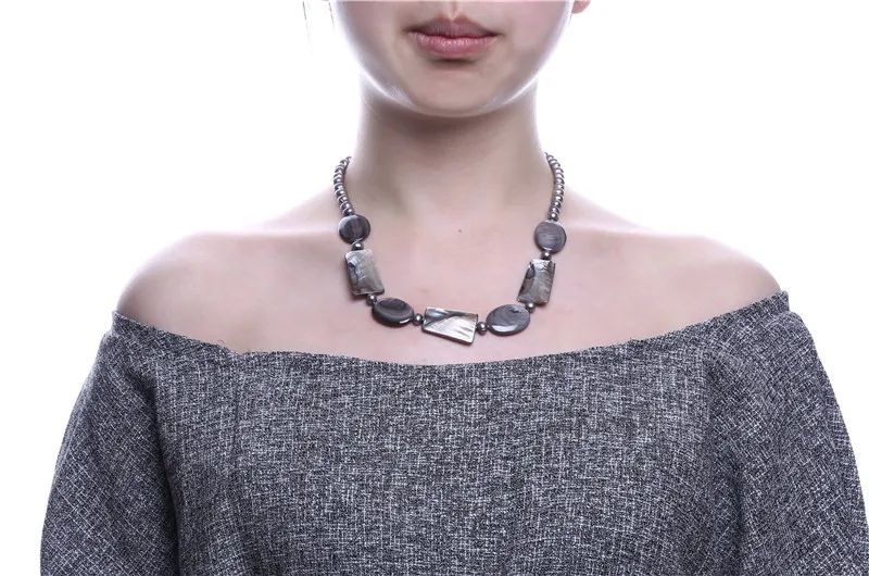 Good quality luster gray freshwater pearl beaded necklace mother of bracelet shell bead jewelry set | Украшения и аксессуары