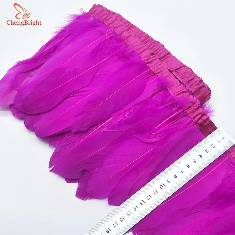 

ChengBright Beatiful Goose Feather Trims 10Yards Dyed Goose Feather Ribbon Fringes Goose Feather Cloth Belt 5-6inch/13-18cm D