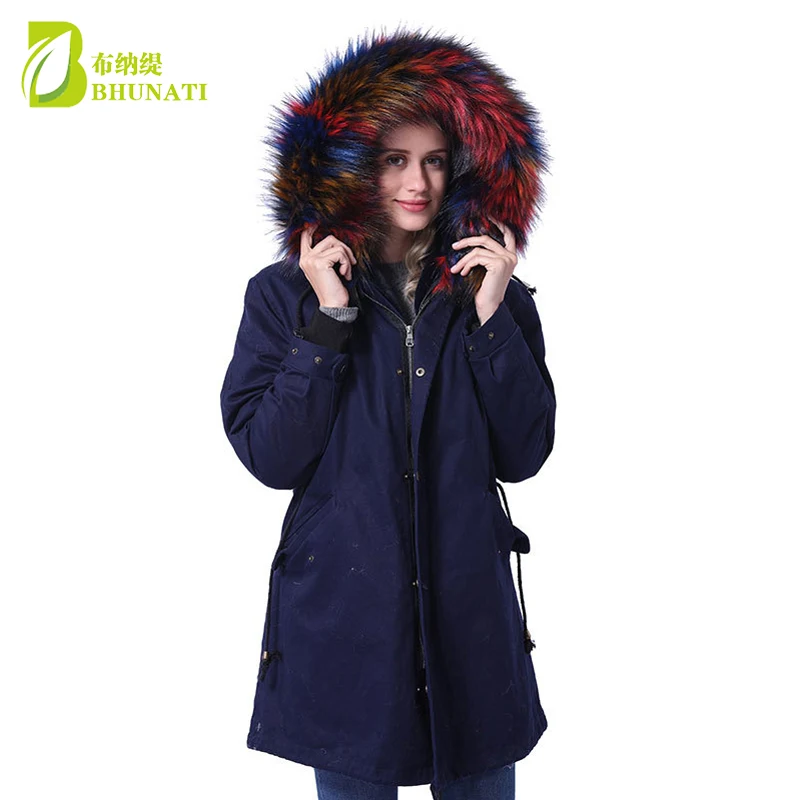 Женская зимняя теплая куртка съемная меховая подкладка с длинным рукавом