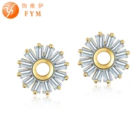 fym new arrival fashion gold color red green stud earrings for women big crystal aaa cz ear earrings for woman wholesale er0243