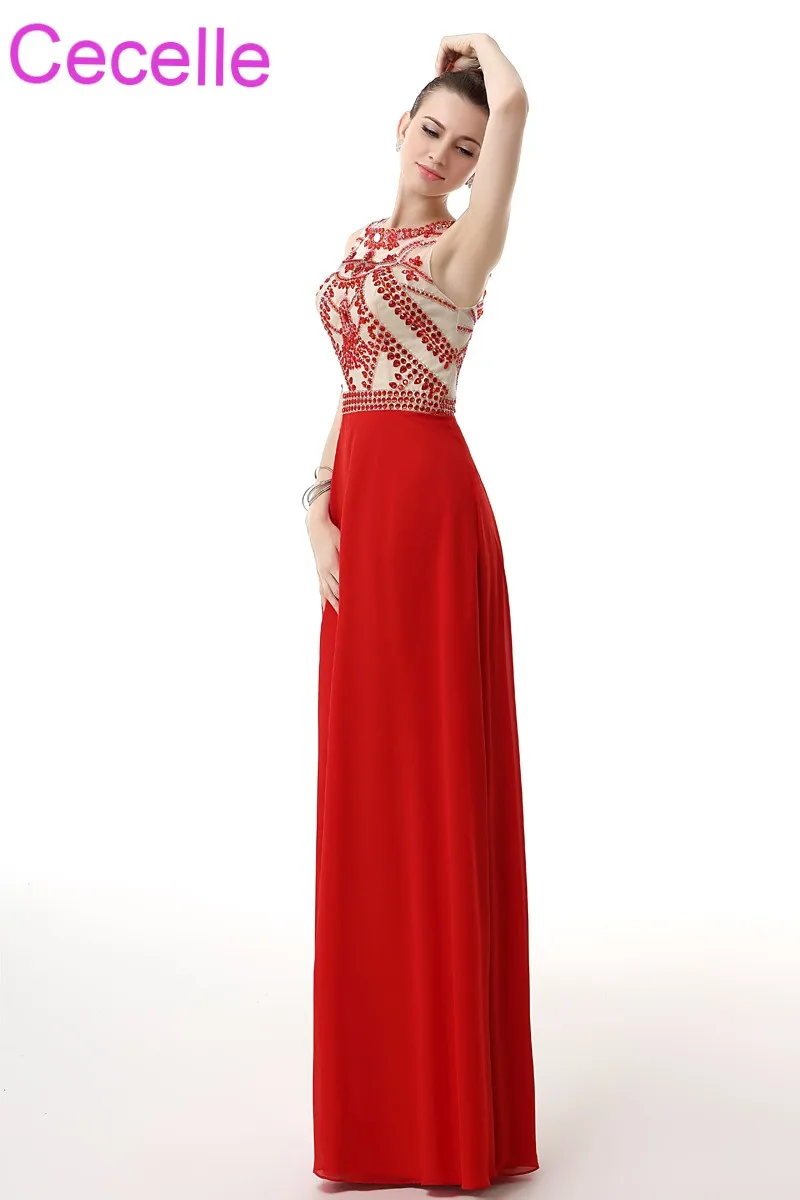 Red A-line Long Prom Dresses 2019 Beaded Top Chiffon Teens Sparkly Gowns Girls Formal 2K18 Party Custom Made | Свадьбы и торжества