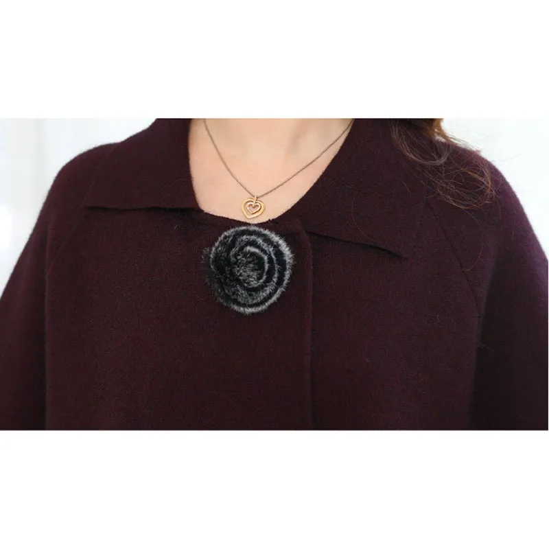 Fat Mother Autumn Winter Loose Plus Size Sweaters Middle Female Cashmere Wool Bat Sleeve Elegant Noble XL-5XL |
