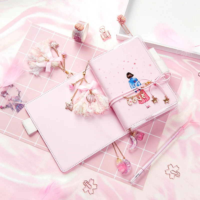 A6 B6 Kawaii розовый Bling Любовь полосы Тетрадь журнал распорядок дня Планировщик дневник Органайзер на неделю Memo справочник для девушек; подарок на день рождения