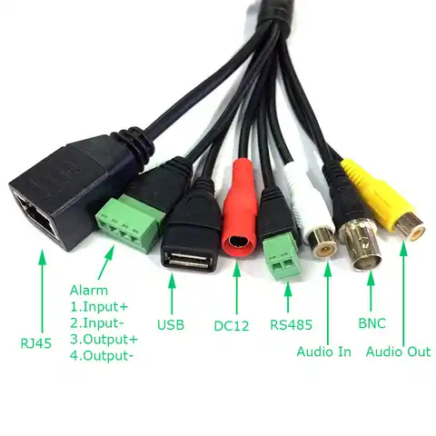 Сетевой кабель для систем видеонаблюдения, полнофункциональный модуль RJ45, BNC, DC, USB, аудиовход, аудиовыход, RS485, сигнализация для SMTSEC, IP-камеры ...