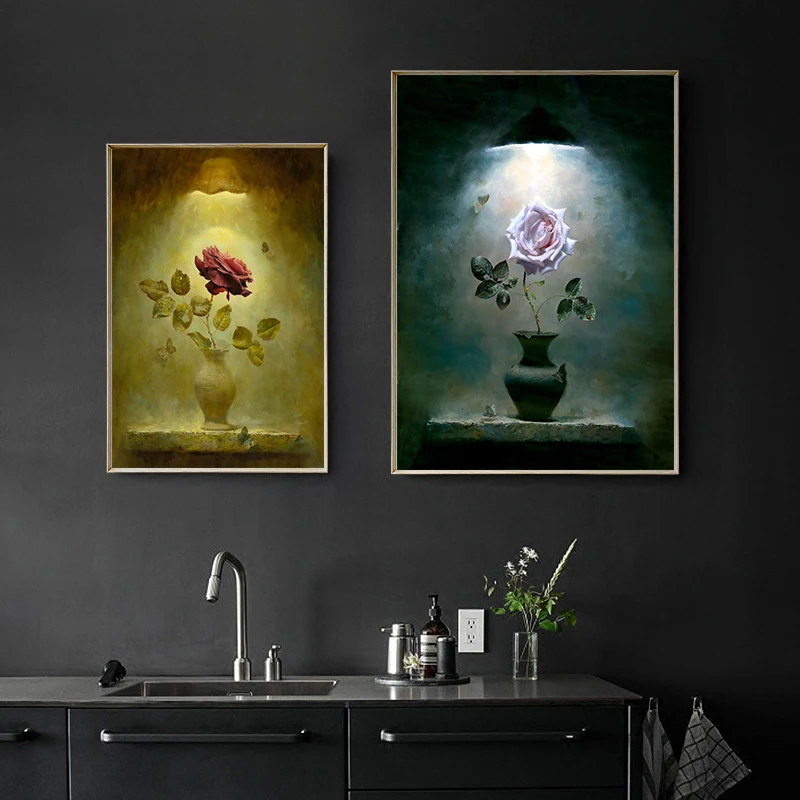 Классическая картина с цветами на холсте европейские ретро-постеры для кухни