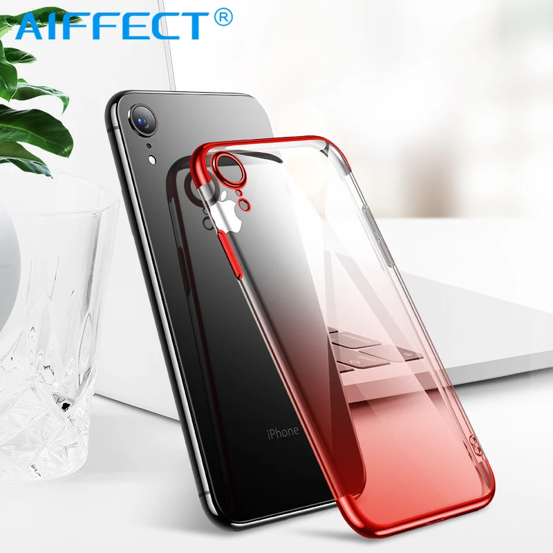 AIFFECT Gradient Plating Case for iPhone Xr XS Max Cover Transparent Silicone Luxury Aurora Soft TPU Phone |