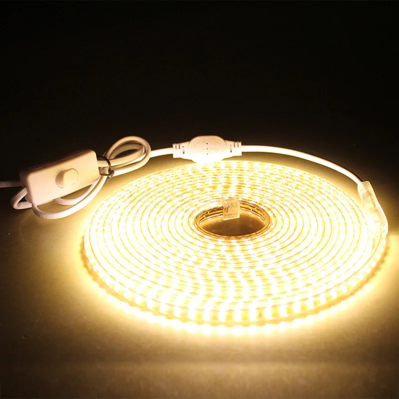 Warm White Laimaick Светодиодная лента Водонепроницаемая с переключателем вкл/выкл AC220V гибкий светодиодный фонарь 120 светодиодный s/M SMD3014 Светодиодная лента для кухни - Испускаемый цвет: Warm White