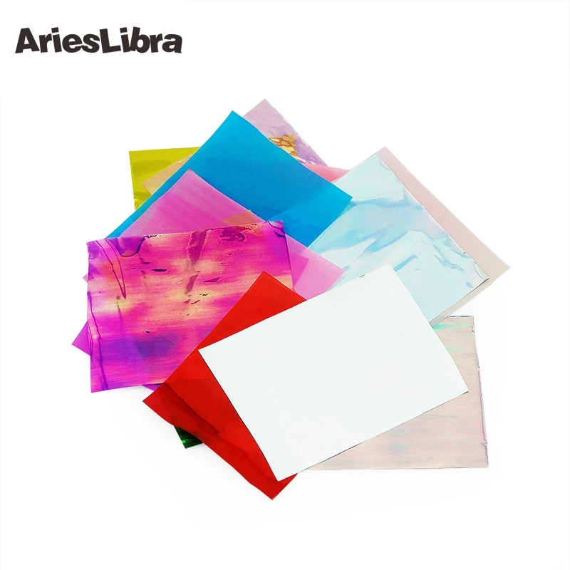 AriesLibra 21 шт./упак. Mylar разрушенной Стекло целлофан сломанной Стекло Фольга этикеты зеркало Советы трафарет ногтей декоративные Стикеры