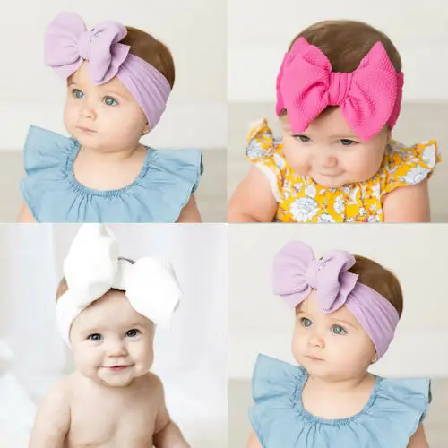 2019 Brand New Soft Baby Girls Kids Toddler Bow Hairband Headband Turban Head-Wrap Hot Accessories Headwear 9 Color | Детская одежда и