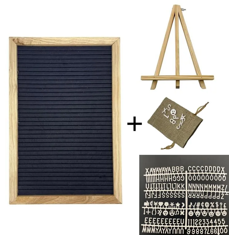 Felt Letter Board Войлочная доска для писем, сменная доска для сообщений, декоративная доска для демонстрации цитат с 340 буквами мольберт и сумка на шнурке для дома - Цвет: Felt Letter Board