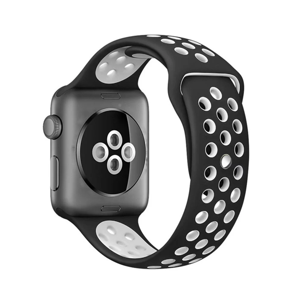 Эластичный дышащий силиконовый спортивный ремешок для apple watch 42 мм 38 44 40
