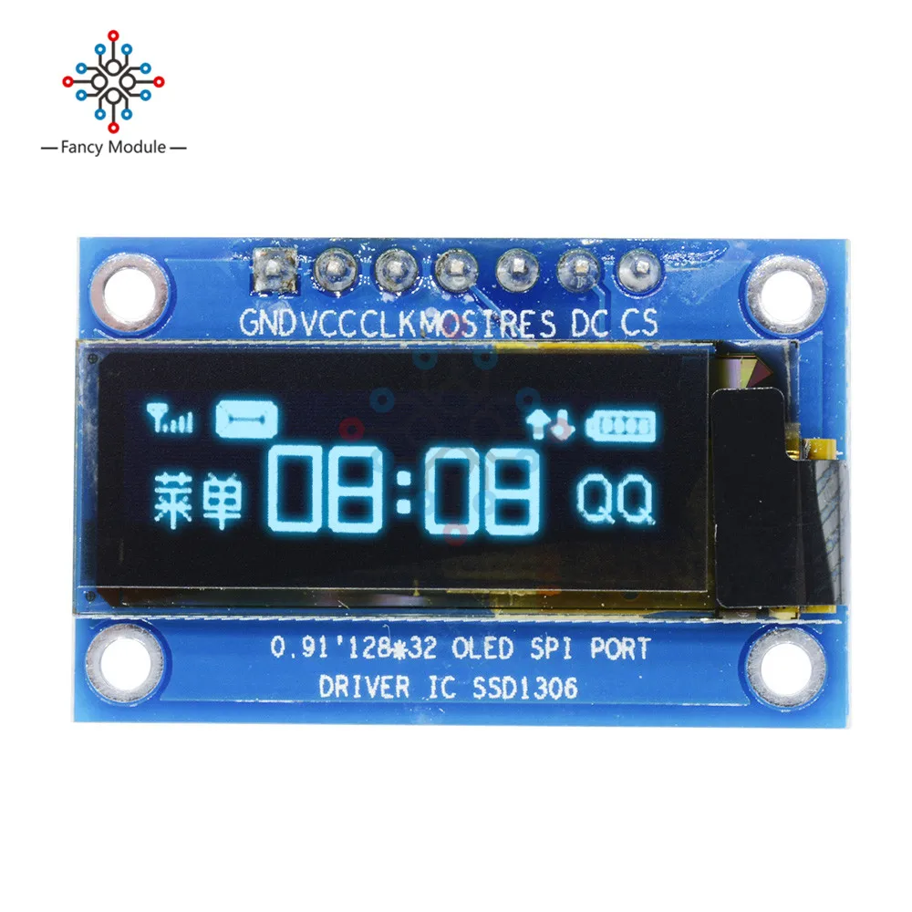 0 91 дюймовый SPI 128x32 синий OLED ЖК дисплей модуль DIY SSD1306 Драйвер IC DC 3 V 5V для Arduino
