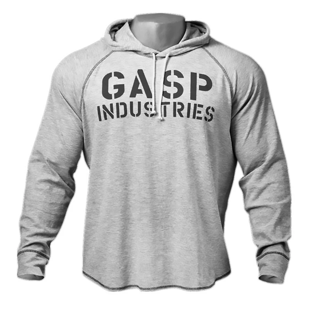 Men's Running Hoodies Long Sleeve Slim Fitness Tops Elastic Stretch Gym Bodybuilding Training Cotton Sweatshirt Sportswear
