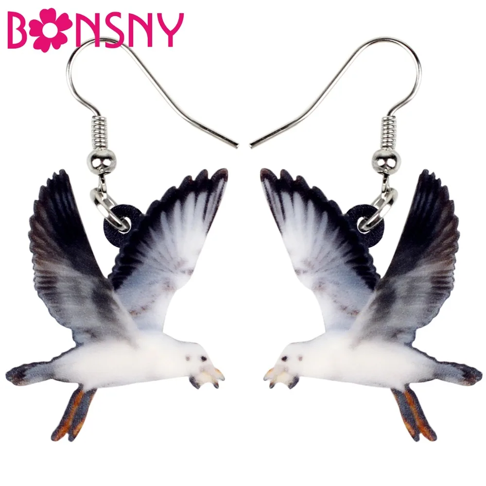 

Bonsny Acrylic Flying Albatross Gooney Bird Earrings Big Long Dangle Drop Novelty Animal Jewelry For Women Girls Teen Gift Charm