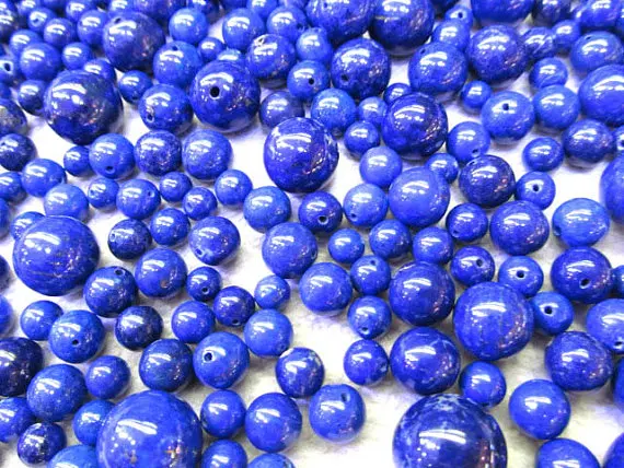 

AAAA genuine lapis lazuli charm beads round ball gold blue charm jewelry beads