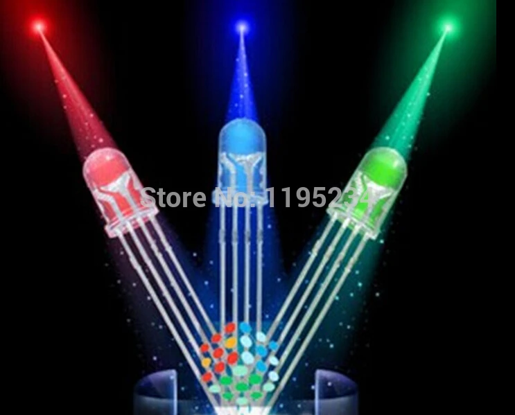100 шт. 5 мм RGB светодиодный общий катод трехцветные диоды f5 диффузный|rgb led common|rgb common
