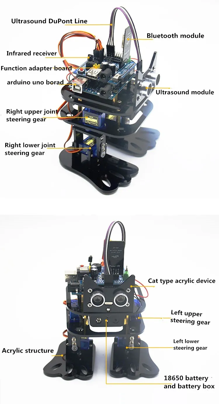 DIY 4-DOF Robot Kit Biped Walking humanoid robot kit ПОДДЕРЖКА Arduino и Mixly графическое Программирование