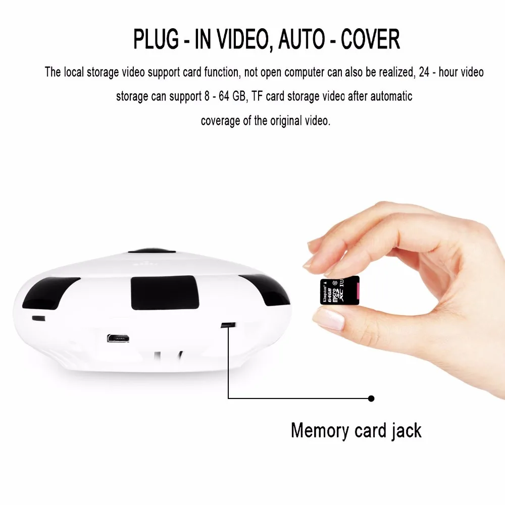 Kruiqi HD 1080P WiFi ip-камера 360 градусов 1.3MP беспроводная камера видеонаблюдения рыбий глаз мини-камера для хранения видео Макс 64 Гб пульт дистанционного IR-CUT аудио-вход