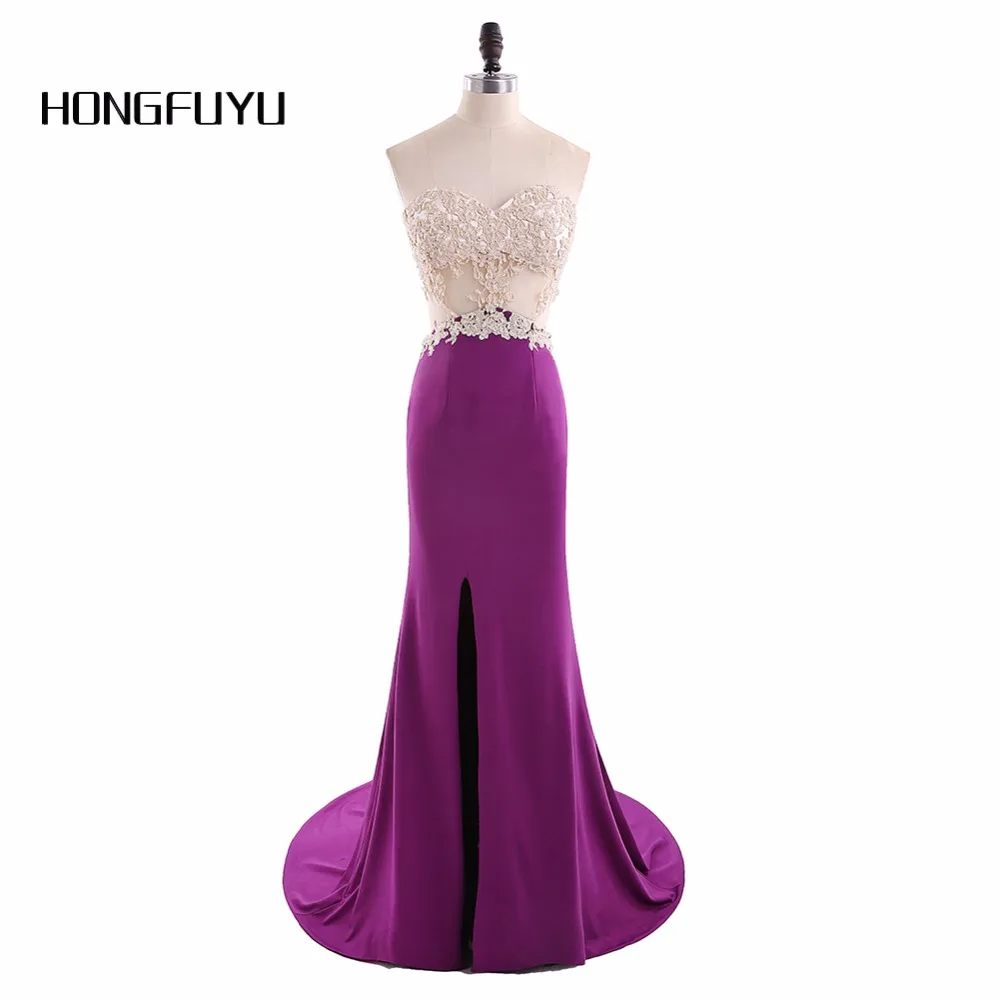 

Real Sample Sweetheart Neck Chiffon High Slit Mermaid Long Prom Dresses 2021 Appliques Backless Floor Length Prom Dress HFY62003