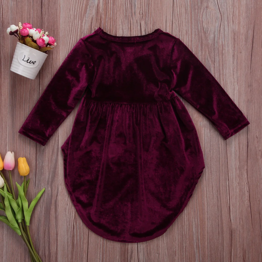 Винтажное платье винно-Красного цвета для маленьких девочек ассиметричный стиль