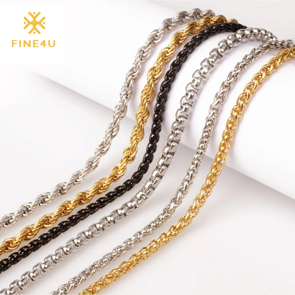 Новинка 2018 мужское ожерелье FINE4U N040 цепь из нержавеющей стали 316L золотой черный