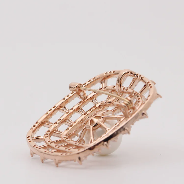 Осенняя Новинка Изысканная cz Брошь ретро черно-белая имитация жемчужная брошь