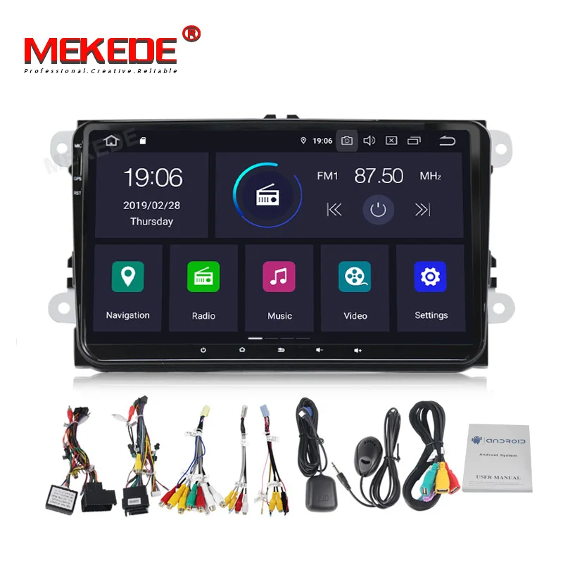 MEKEDE 2 Din 9 дюймов Автомобильный DVD плеер для VW Volkswagen Passat Polo GOLF Skoda Seat Leon gps-навигация FM