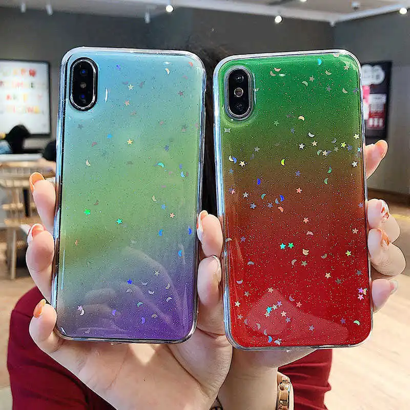 Роскошный блестящий чехол для телефона iPhone xs max xr x Bling Star градиентный 6 6S 7 8 Plus