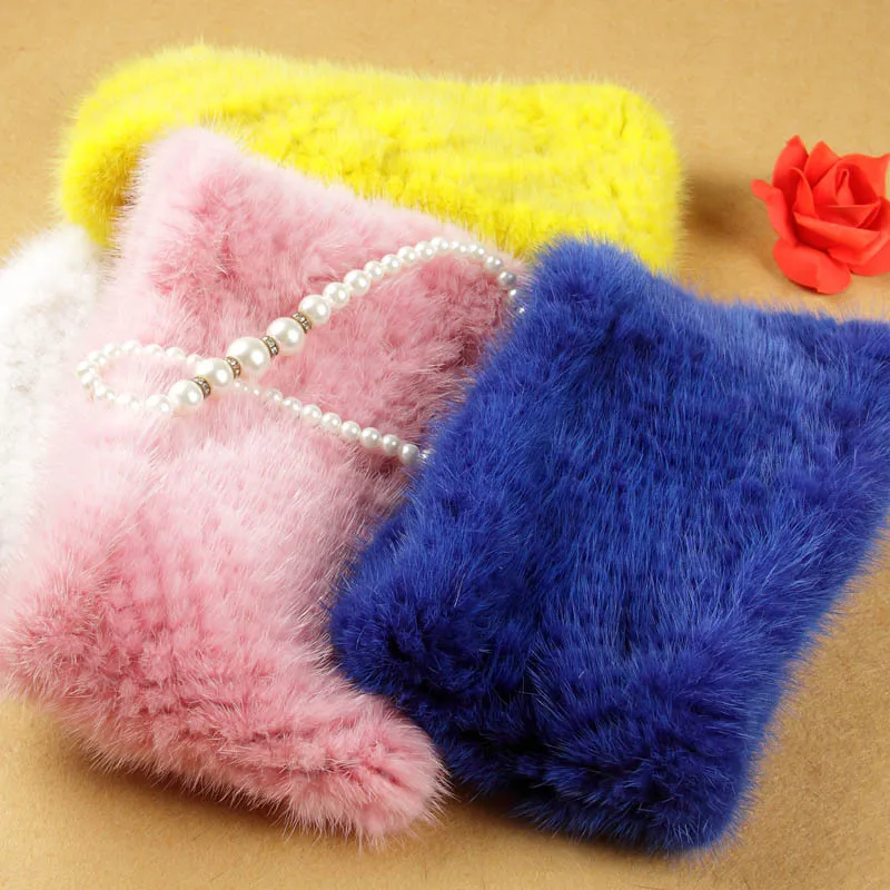 MPPM Вязание норки двойного назначения шапка шарф шарфы натуральный мех женские