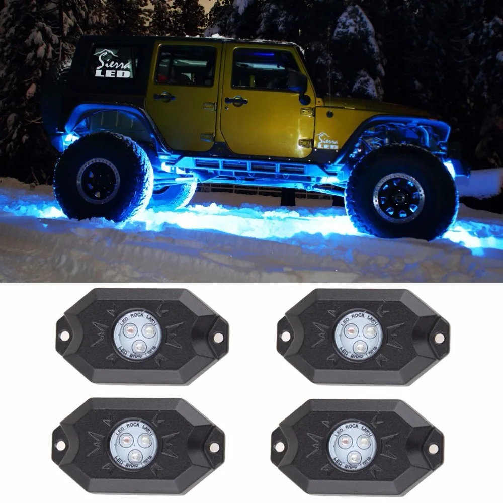 

4pcs in one 9w Under Body Flood Beam boat LED rock Light 12V 24V 4x4 LED Rock Light SUV ATV Boat Car Decorative Light
