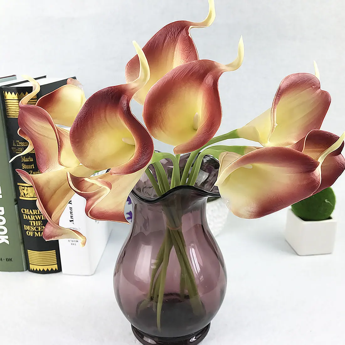 2 шт./лот, красивые искусственные шелковые цветы Calla Lily, маленький букет Флорес, для дома, вечерние, весенние, свадебные украшения, Mariage
