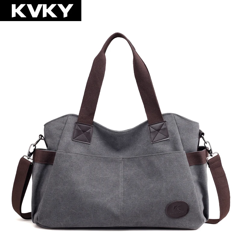 Женская Холщовая Сумка KVKY вместительная Повседневная сумка через плечо