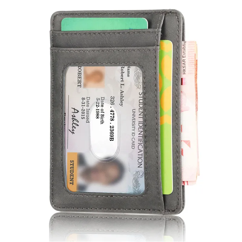 Тонкий RFID блокирующий кожаный кошелек, кредитный ID держатель для карт, кошелек, чехол для денег для мужчин и женщин, модная сумка для монет 11,5x8x0,5 см
