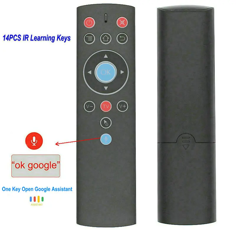 Tikigogo T1M 2,4G гироскоп воздушная мышь 14 ИК обучение google голосовой поиск для android smart tv box PK G10s G20s пульт дистанционного управления