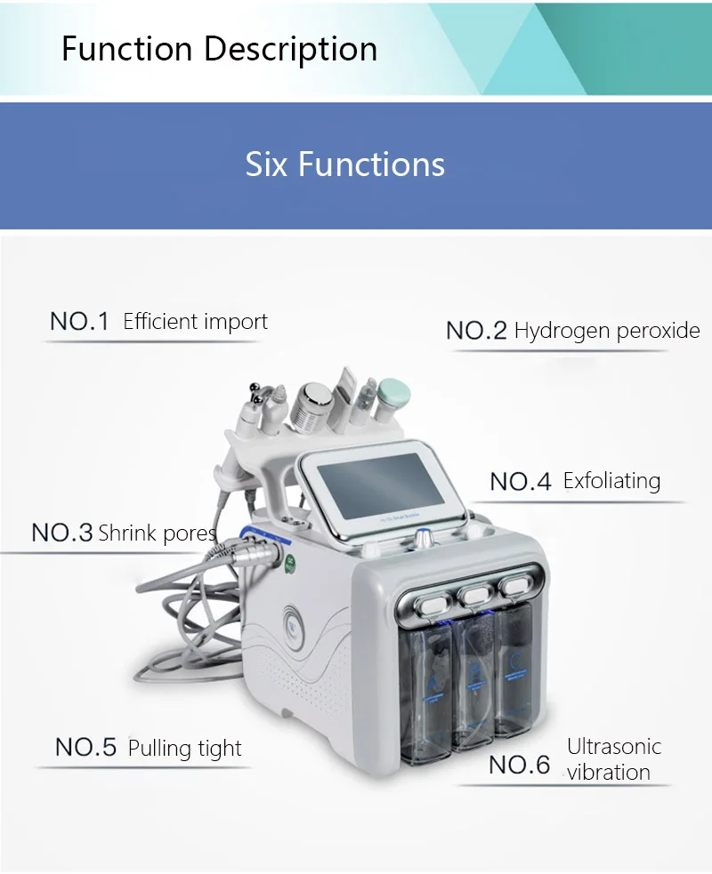 6 In 1 H2O2 Hydra Dermabrasion BIO Lift Spa Facial Machine Hydro Microdermabrasion Facial Machine Water Qqua Peel Cold Hammer