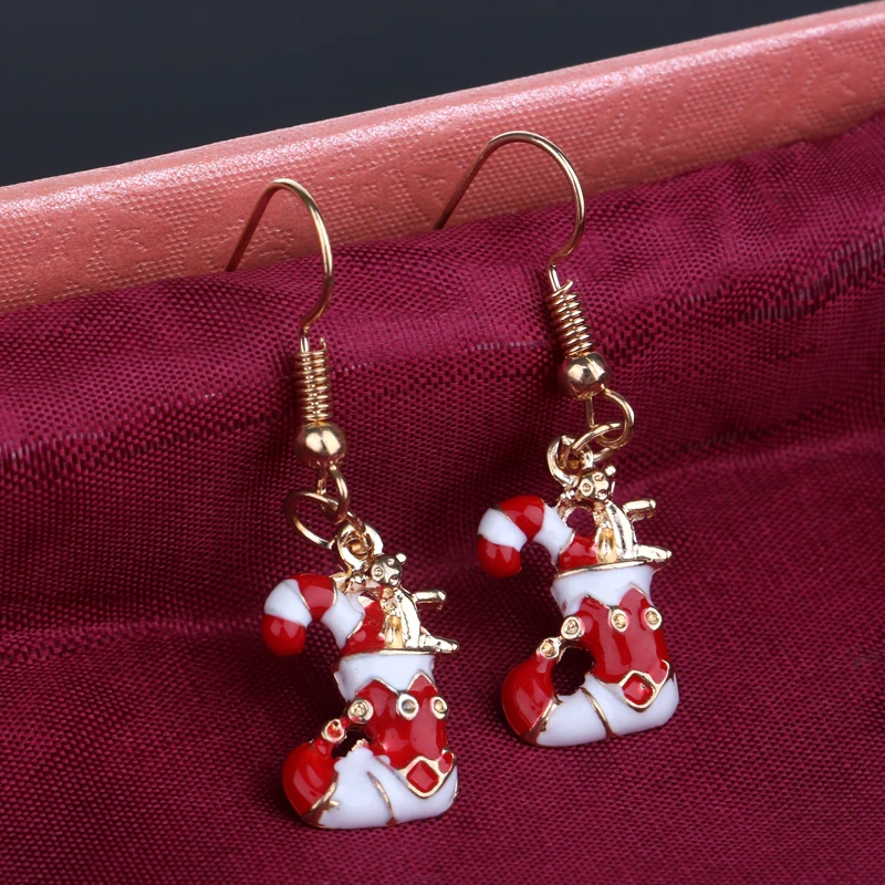 Модные хрустальные рождественские серьги Санта снежинка Милая луна дерево